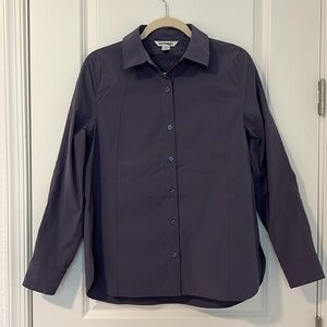 NWOT Athleta Relaxed Poplin Button Down Long Sleeve Top Size Small Purple